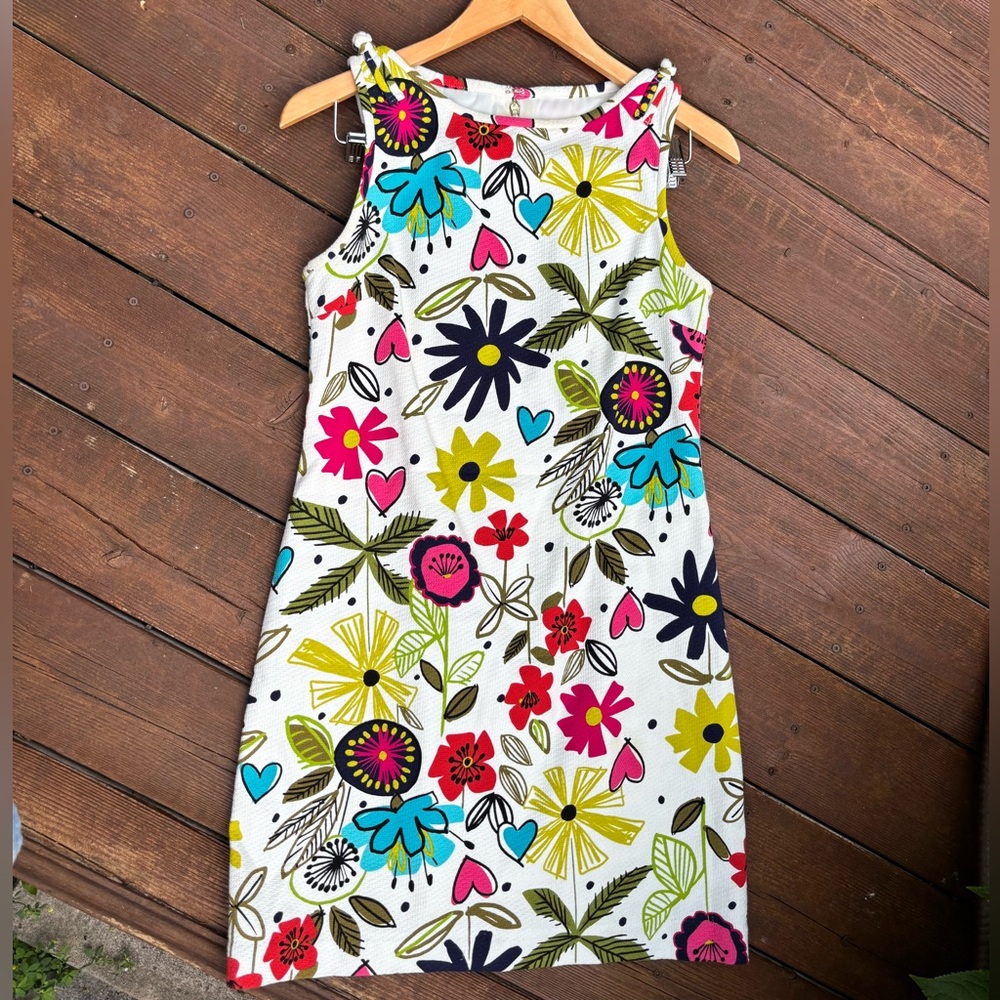 Trina Turk Blue and Pink Sheath Mini Dress, Floral dress, flower, vintage style